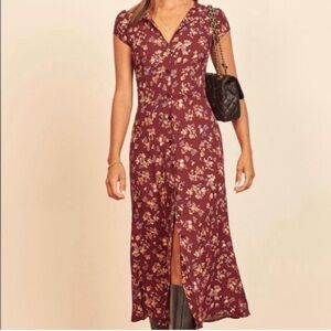 Reformation Fauna Midi Dress in Chantelle Red Size 2